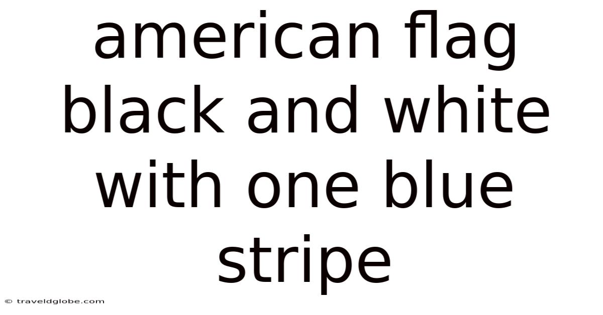 American Flag Black And White With One Blue Stripe