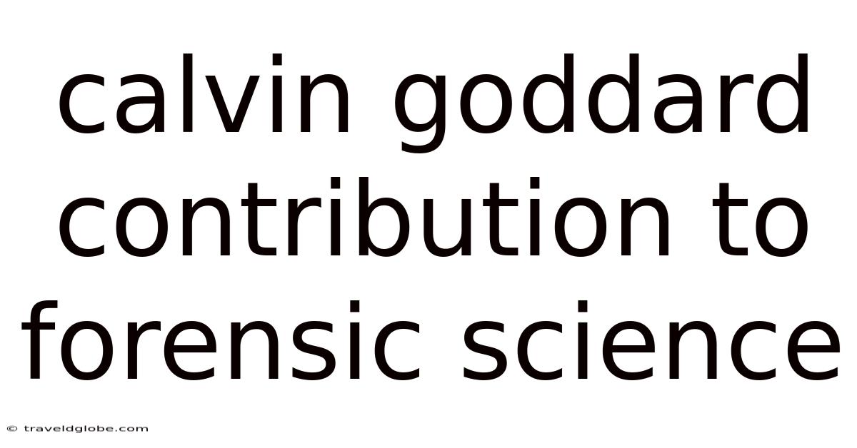 Calvin Goddard Contribution To Forensic Science