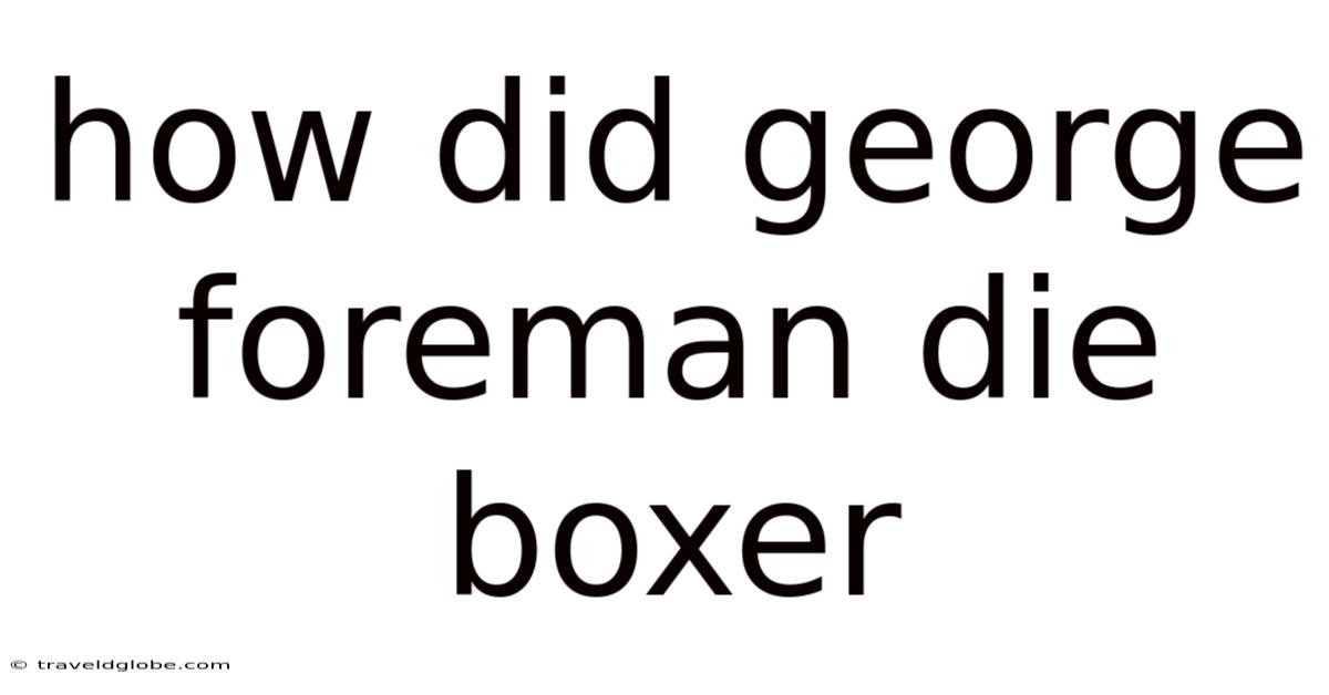 How Did George Foreman Die Boxer