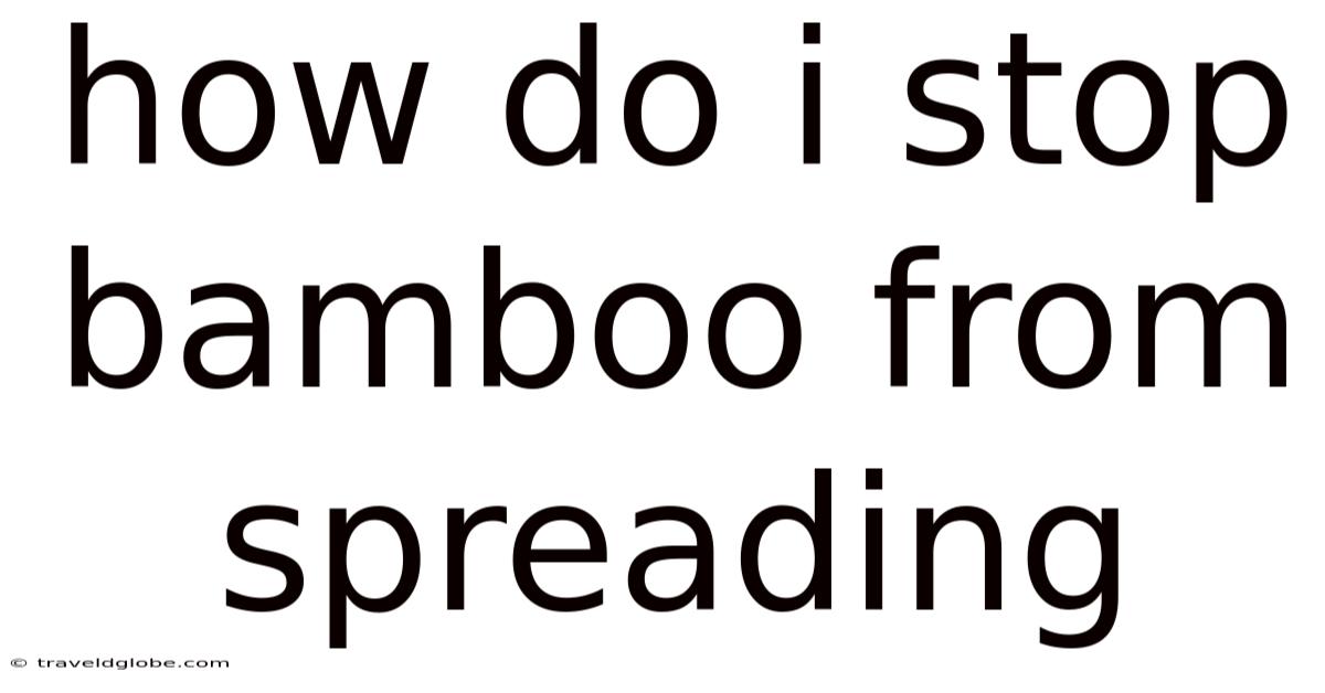 How Do I Stop Bamboo From Spreading