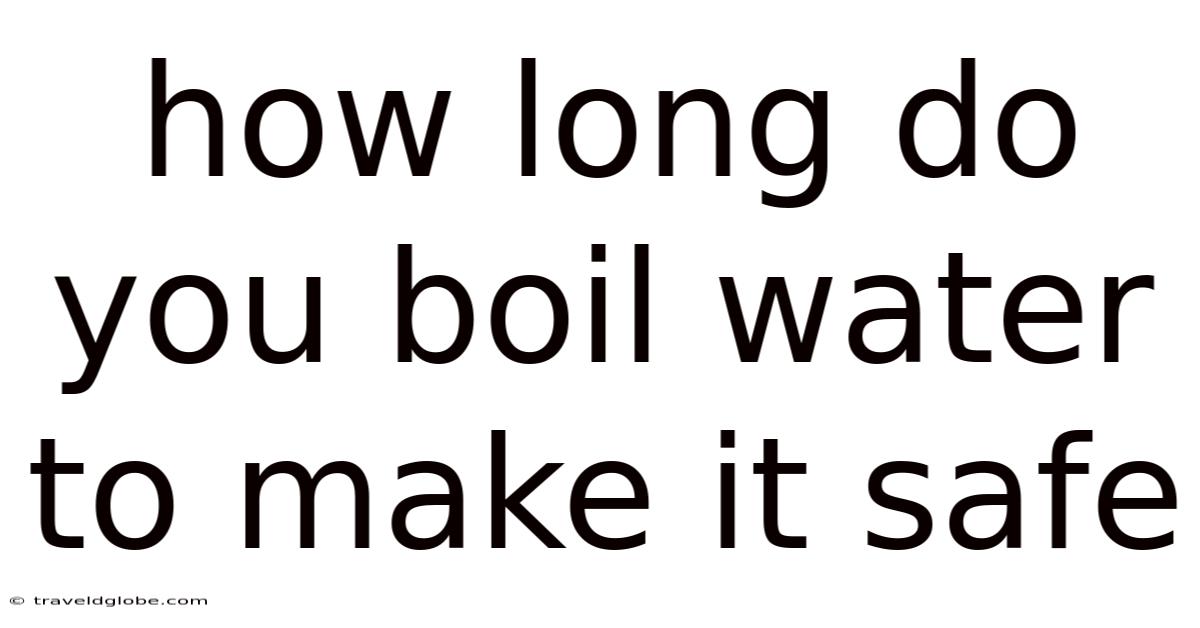 How Long Do You Boil Water To Make It Safe