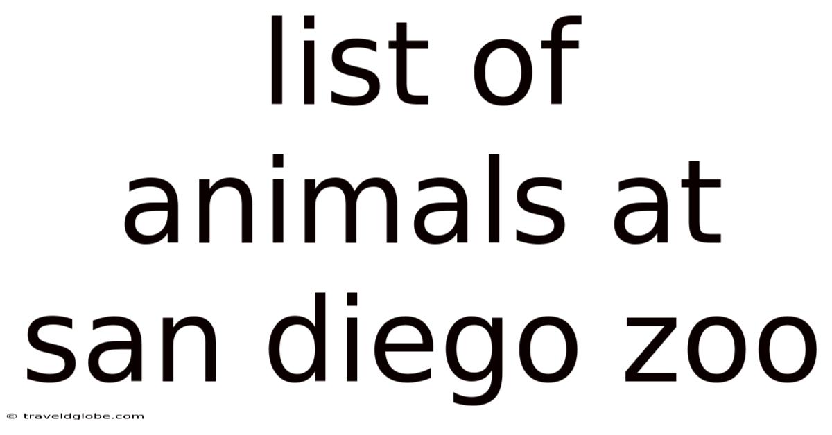 List Of Animals At San Diego Zoo