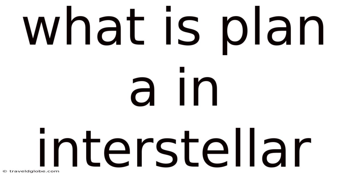 What Is Plan A In Interstellar